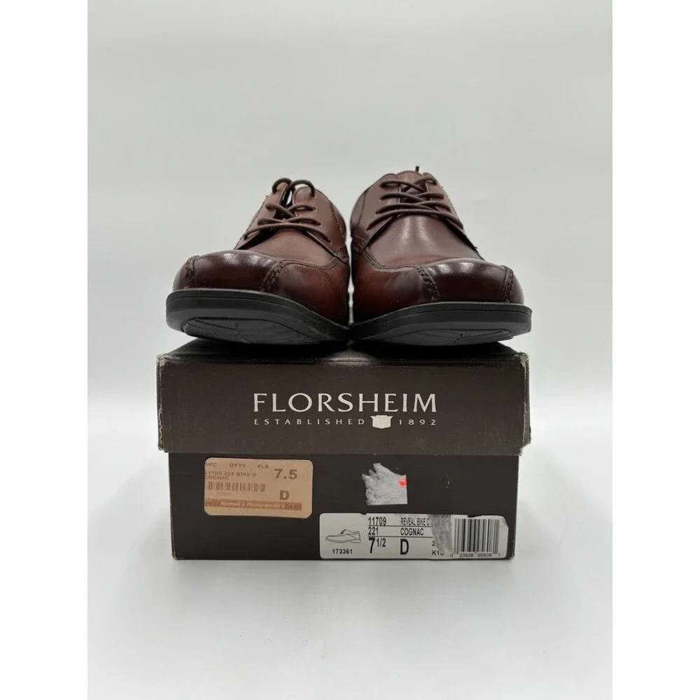 Florsheim REVEAL BIKE COGNAC Men's NEW Leather Oxford Shoe Brown US Size 7.5D
